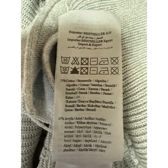 Selected Women's Gray Long Sleeve Rib Knit Open Front Cardigan Sweater Top Sz L - Picture 4 of 4